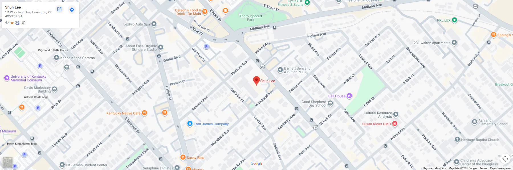 Location, 111 Woodland Ave, Lexington, KY 40502, United States